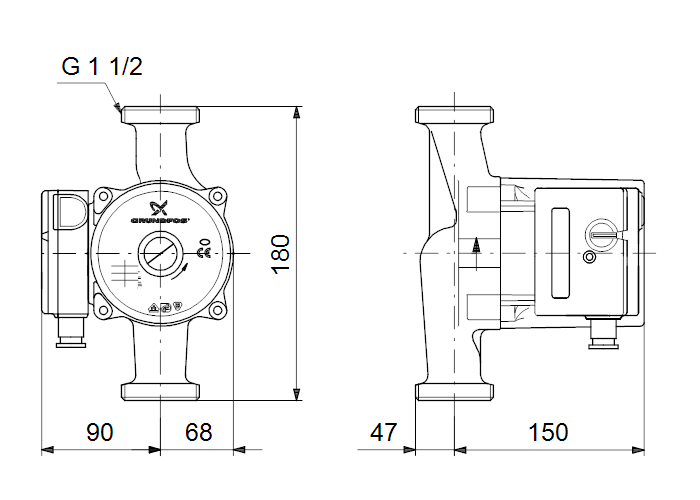 картинка Циркуляционный насос Grundfos UPS 32-40 (с гайками) от магазина San-House.ru