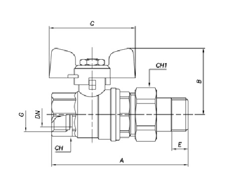 картинка Кран Bugatti (322-T) с накидной гайкой 1 1/4 от магазина San-House.ru